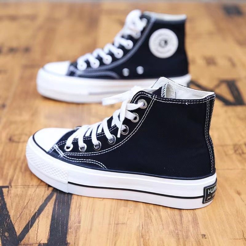 香港高帮帆布鞋女内增高春夏季2024新款厚底小白鞋女平底百搭板鞋,女鞋,帆布鞋,淘宝优惠券,粉丝福利购,淘宝优惠卷