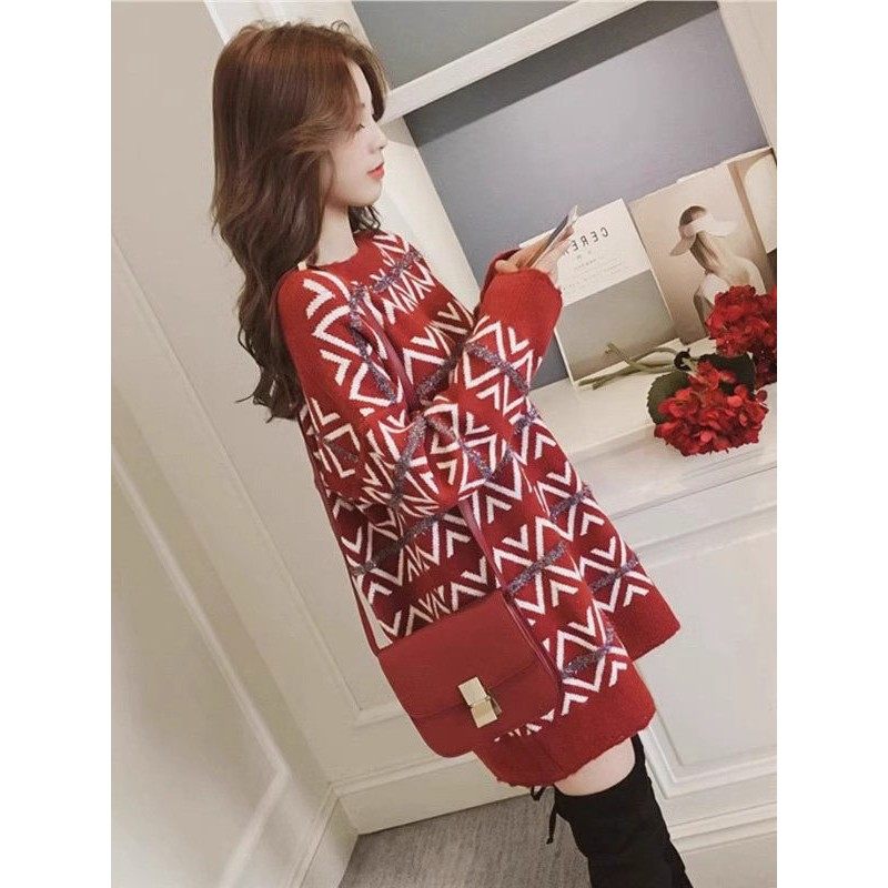 XZOXZO2025年新款红色毛衣女小个子宽松喜庆过节慵懒风针织连衣裙,女装/女士精品,连衣裙,淘宝优惠券,粉丝福利购,淘宝优惠卷