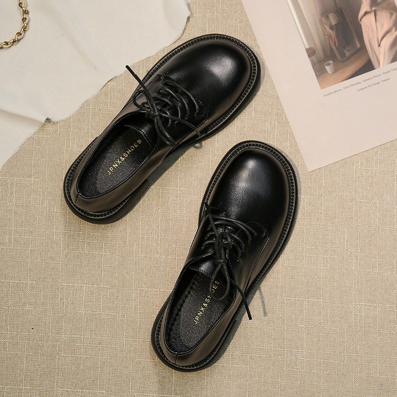 小皮鞋女2024春秋新款厚底英伦风工作单鞋系带爆款平底圆头乐福鞋,女鞋,深口单鞋,淘宝优惠券,粉丝福利购,淘宝优惠卷