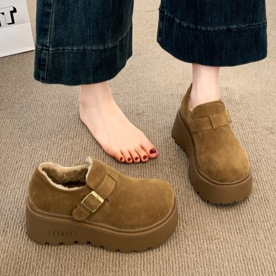 Mostarsea 巨显腿长~ 厚底加绒勃肯鞋女冬2025新款小个子松糕棉鞋