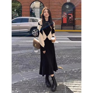 XZOXZO2025秋冬季港风覆古chic职业毛衣高级感时装裙子两件套装裙