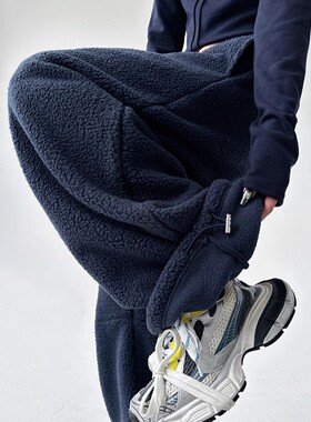 ader羊羔绒卫裤女2025秋冬高腰宽松加厚保暖双面摇粒绒运动阔腿裤