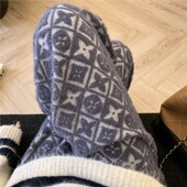 女刺绣松紧腰针织高腰阔腿裤 法国Rouje Dsyle美拉德宽松直筒裤 子