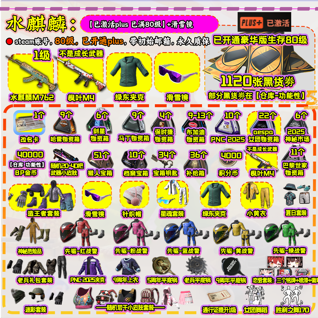 绝地求生成品号pubg帐号黑货票券小号竞技皮肤排位号吃鸡票卷账户 - 实物图
