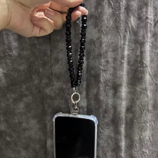 手机链男时尚 「Lady Bee」金刚狼·晶闪黑钻爆闪手链挂链手腕短款