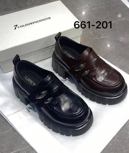 201 七彩青春2025新款 欧州站时尚 圆头厚底增高女单鞋 661
