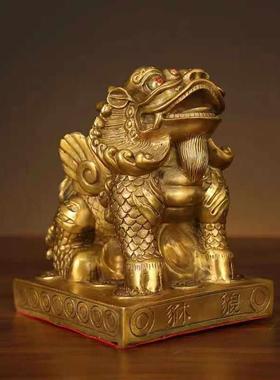 铜貔貅摆件一对全铜霸王方底皮丘家用客厅店铺办公室开业礼品装饰