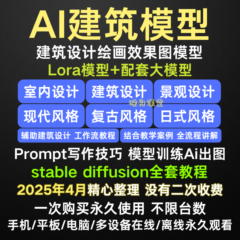 ai绘画建筑室内设计lora模型包室外景观stable diffusion软件教程