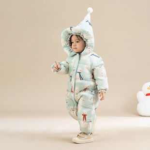 【雪人】婴童羽绒服宝宝羽绒连体衣婴幼儿爬服男宝女宝外出服冬装