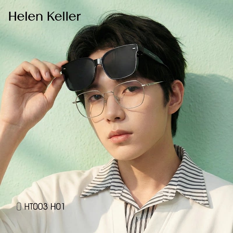 海伦凯勒gm猫眼墨镜大脸女款近视眼专用套镜男士偏光防晒太阳眼镜