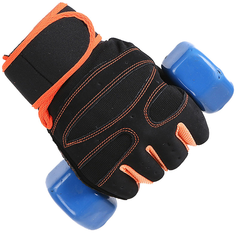 举重单杠杠铃防起茧半指手套加长护腕透气光面运动健身男女通用款