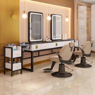 理发店镜台单双理面石镜dsf68882子廊大发工作台美发店柜子烫染化
