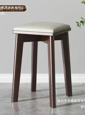 实木餐椅家用代简约凳餐客厅可叠放软包板凳子备现PZE用凳餐桌木