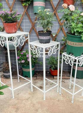 美花盆架复古铁艺花凳户外庭式院阳台层阶梯盆栽次装XWN饰花托架