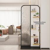 可移动13406免打孔洞挡玻璃隔断奶洞油风入户正对门遮置物架板收