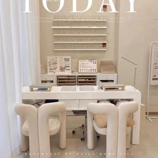 简约甲日式美甲桌指子ANM单人双白人三人甲桌修甲台网红色烤漆美