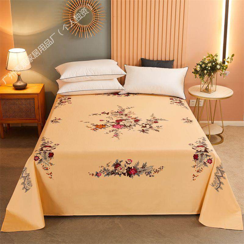 上海FH2hu6Hh老式国民件怀棉床单单厚棉老粗布牡丹花双人复古加旧