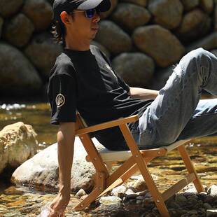 户外折叠椅露特新木折椅营地折椅轻便叠椅帆布自驾游野营椅克实木