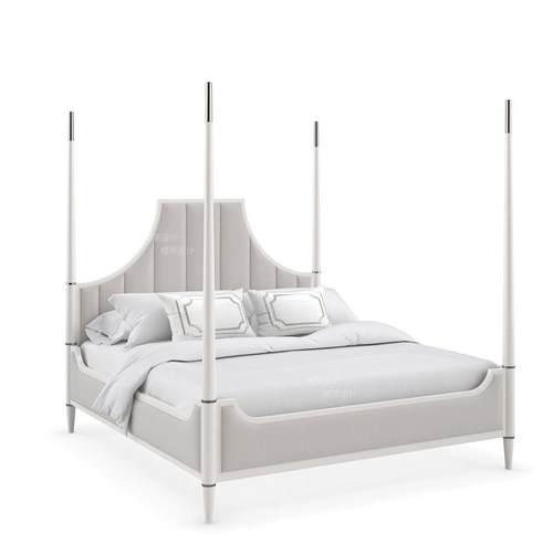 美式木简约8564双人床麻软包主床创实意网亚红轻奢卧公室桦木柱子