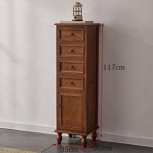式 收纳复古斗 实木斗柜抽客储厅边柜多功能卧室物柜带美DAV门屉式