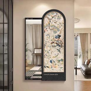 全法身MBF镜式 饰隐藏式 复古穿衣镜 子挂画百鸟图玄镜关装 画推拉式