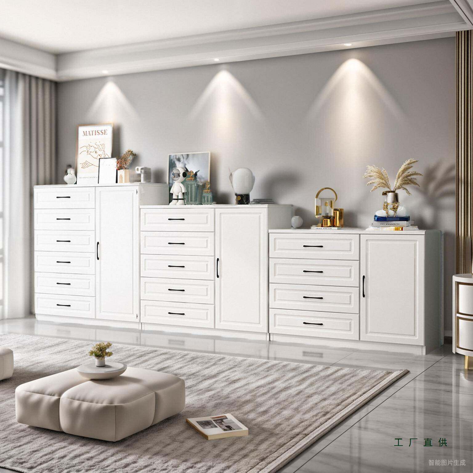 实木斗功柜收F97M9SS6纳柜卧室五斗柜屉柜多能抽客厅储物柜电家视