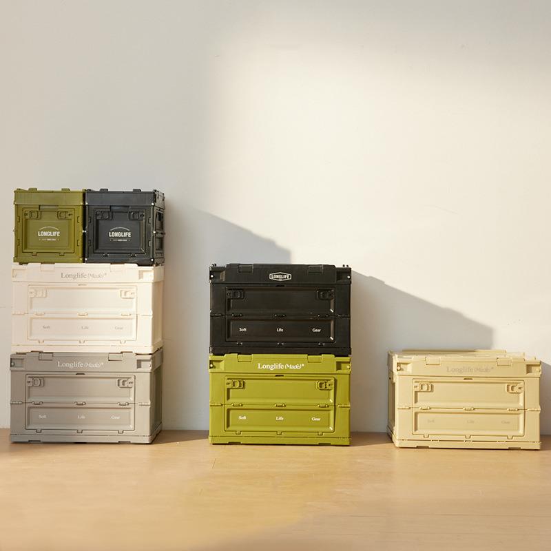 longlife折叠箱pp加家厚可侧开用储营物折叠箱箱工业风带户外露盖