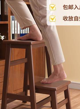 实梯凳椅子凳子多功能两用凳家用折叠梯椅JSW稳步木高楼梯室登内