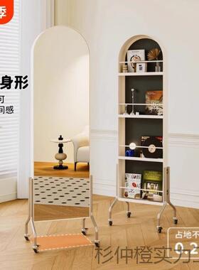 全镜移动旋转书穿衣镜身卧室家试衣中古杂志架用一体落地WXL架镜