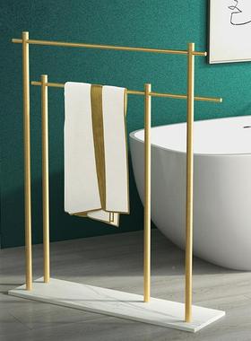 轻奢理石浴巾架ZHX卫生间地式浴缸边毛巾架移动双层浴大室置可物