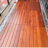 户外防腐木板阳台l地板自铺实木露台庭院萝格防腐木板水泥地直接