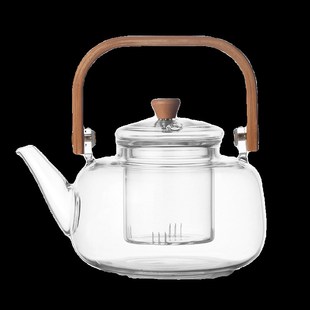 玻璃煮茶壶可提梁茶壶高硼硅w玻璃围炉煮茶黑晶炉家用蒸透明煮茶