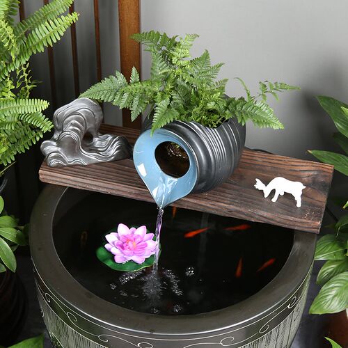 陶罐流水过滤增氧鱼缸配件加湿器古法大尺K寸循环庭院花园造景DIY