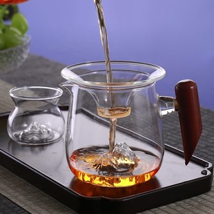 茶叶过滤器J茶隔茶斗一体功夫茶具配 玻璃泡茶滤网公道杯茶漏套装