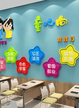 社会主义核心价值观墙贴党建文化环创主题标牌幼儿园环Z境布置材