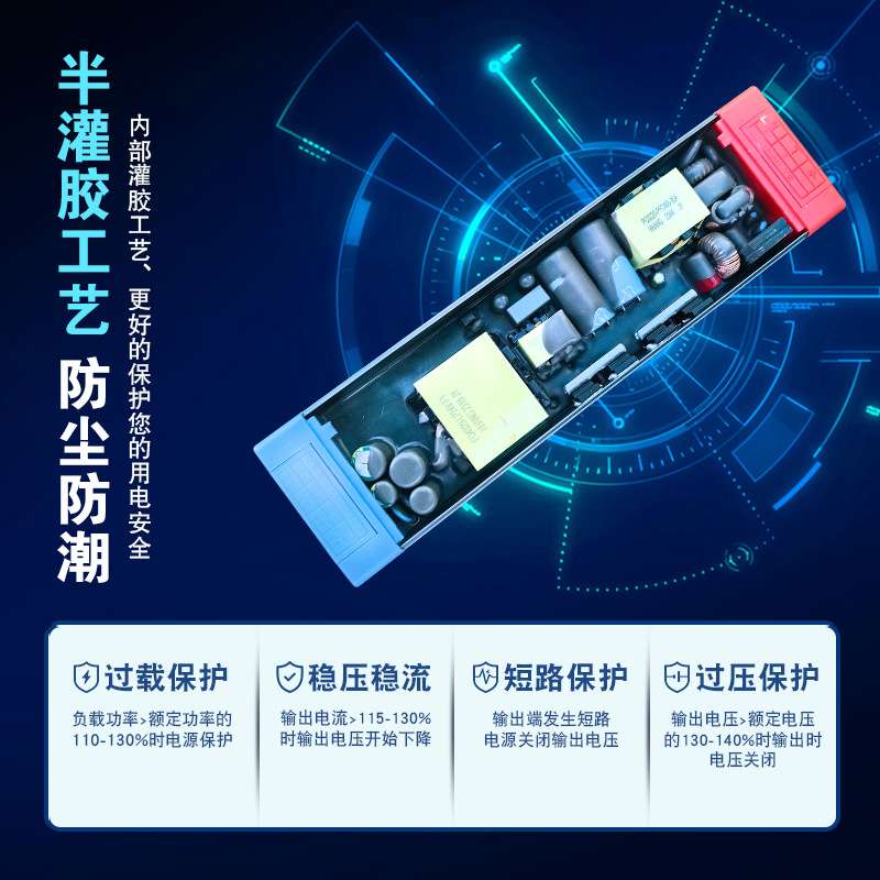 半灌胶静音变压器宽电压输入110v-265v转DC24V12Vled灯带开关电源