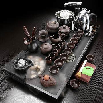 乌石茶盘茶具套装j家用流水套装现代简约陶瓷紫砂雾化小茶台整套
