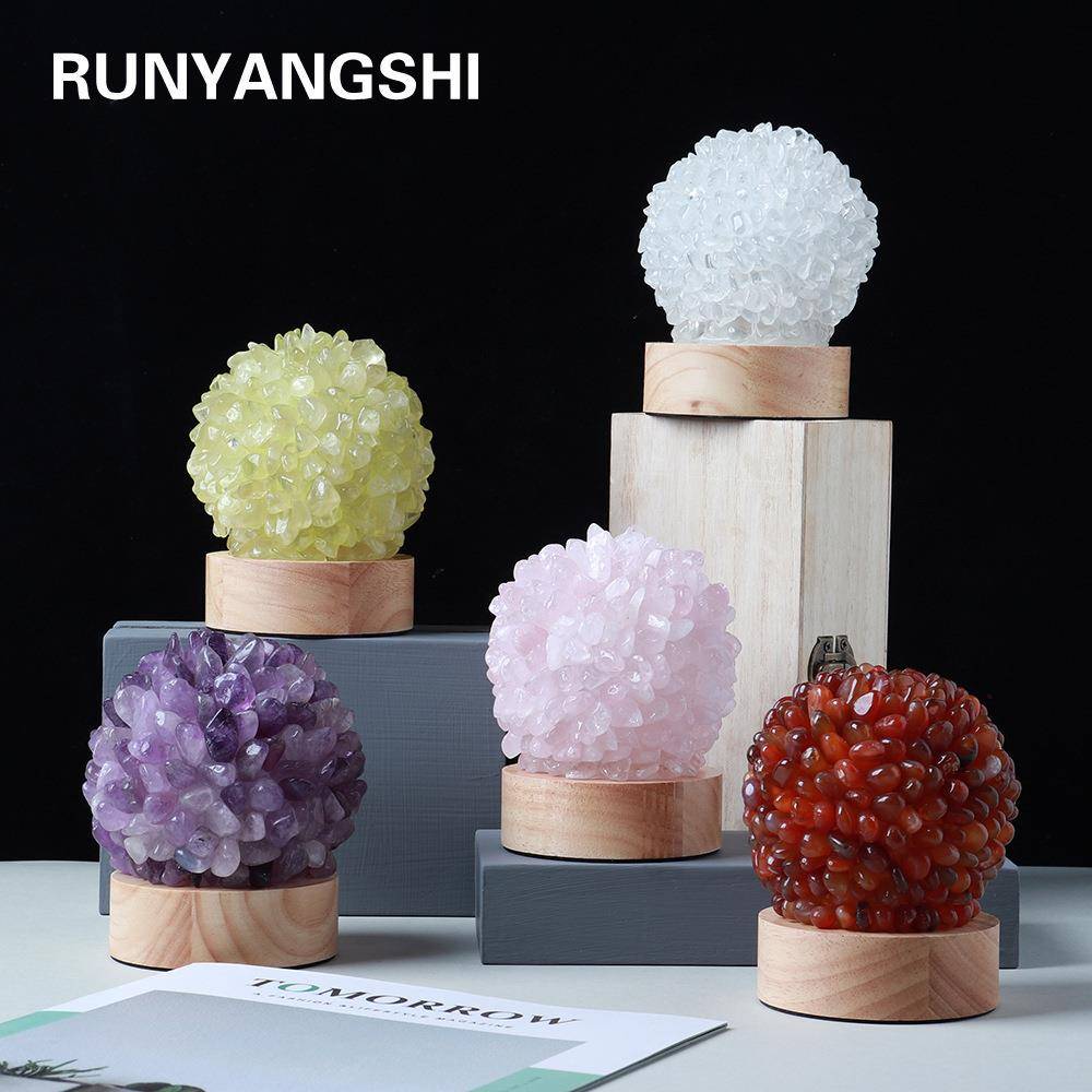 源头工厂天然水晶球小夜灯卧室结婚房床头台灯护眼弱光跨境礼品