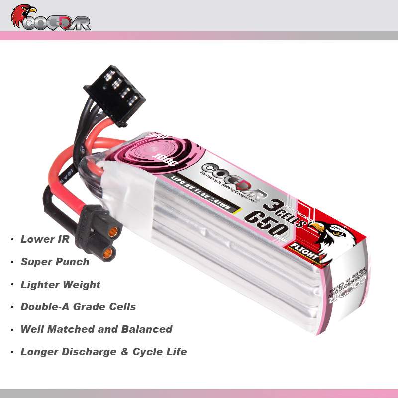 鹰氪CODDAR 650MAH 3S 11.4V 100C HV高倍率锂电池室内飞机LIPO