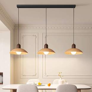 中古侘寂风餐厅吊灯胡桃木色创意个性艺术三头饭厅餐桌吧台小吊灯