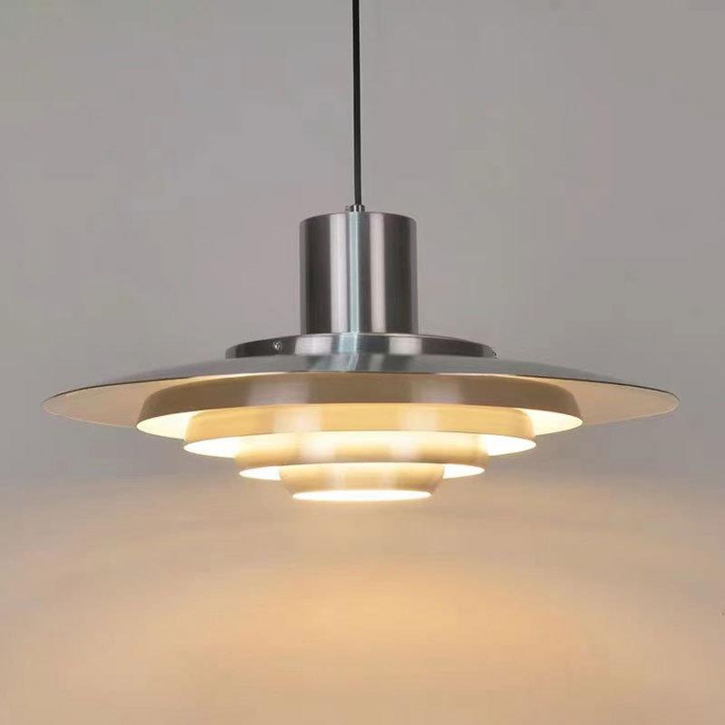 现代简约餐桌吊灯设计创意吧台咖啡厅装饰LED飞碟灯个性多层灯具