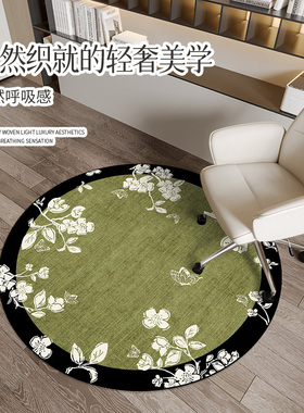 中古风圆形亚麻地毯吊篮垫圆形地垫电脑椅垫转椅垫卧室床边毯地毯