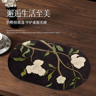 法式碎花餐桌垫高级感轻奢隔热垫防烫西餐垫加厚吸水吸油防摔餐垫