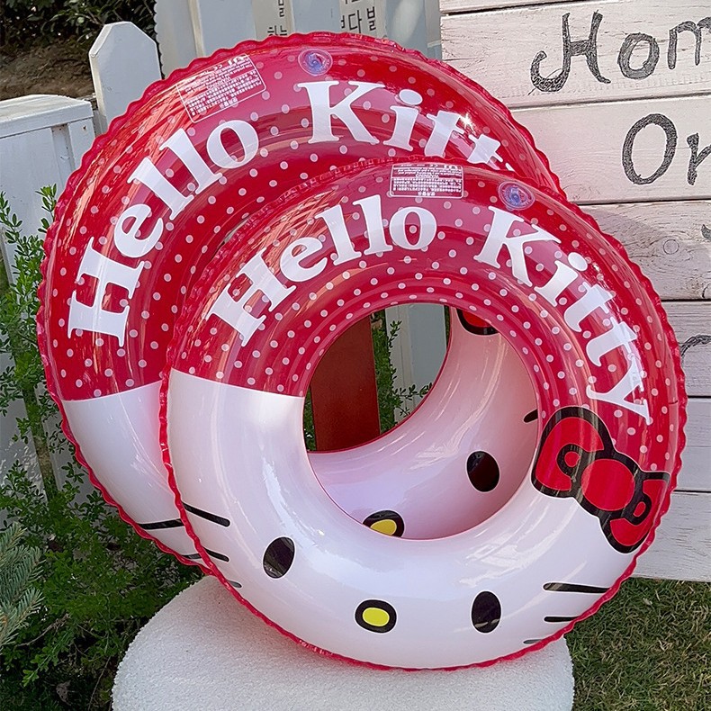 kitty猫儿童波点游泳圈半透明
