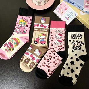 kt猫中筒袜学院风Kitty棉袜甜美儿童女生高颜值袜子保暖卡通可爱