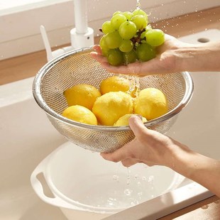 304不锈钢沥水篮洗o菜盆双层菜篮子厨房家用漏盆子洗米筛淘米神器