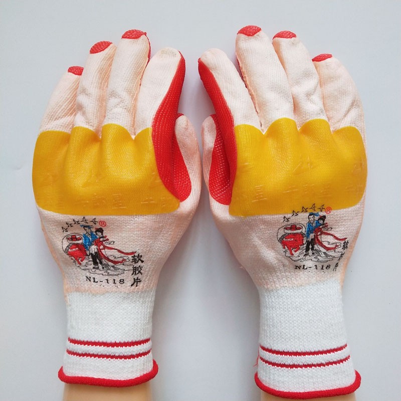 新款贴片牛郎星品牌l劳保手套加厚耐磨线胶2019款工地劳动钢筋手