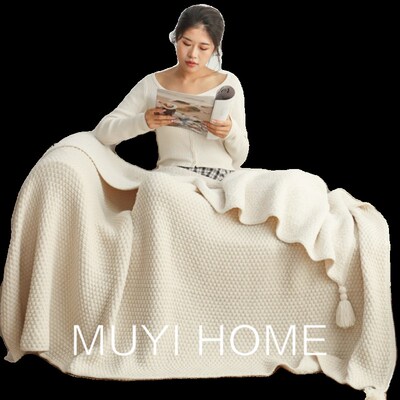 复古大吊c穗夹绒毯子卧室床尾毯客厅沙发毯秋冬加厚毛毯办公室盖