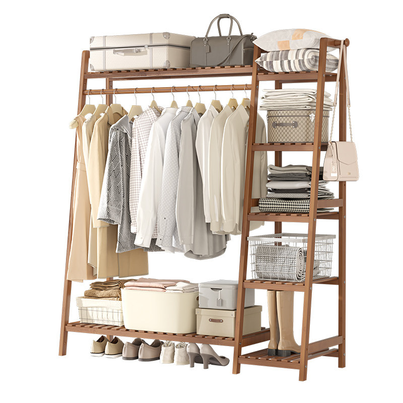 衣架衣帽架家用房间卧室简易顶天立地客I厅实木落地立式衣柜收纳