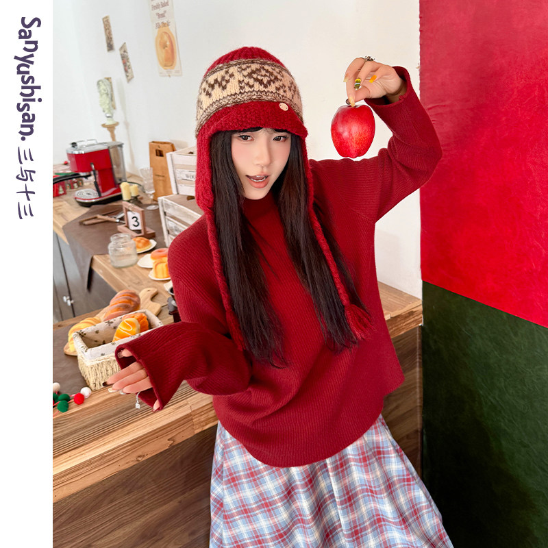 三与十三|山茶花|纯色保暖打底衫女半高领百搭休闲简约针织毛衣女,女装/女士精品,毛衣,淘宝优惠券,粉丝福利购,淘宝优惠卷